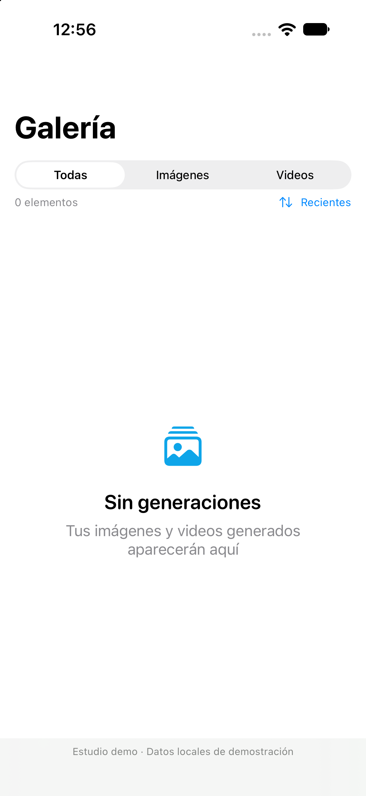 Galería vacía de generaciones de Virtual UGC